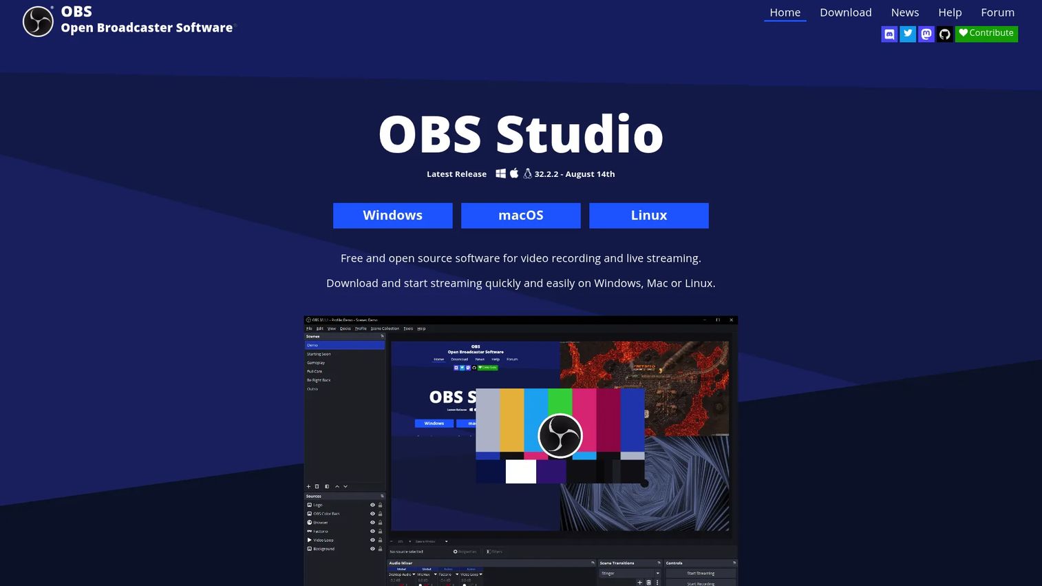 OBS Studio scene configuration and recording interface