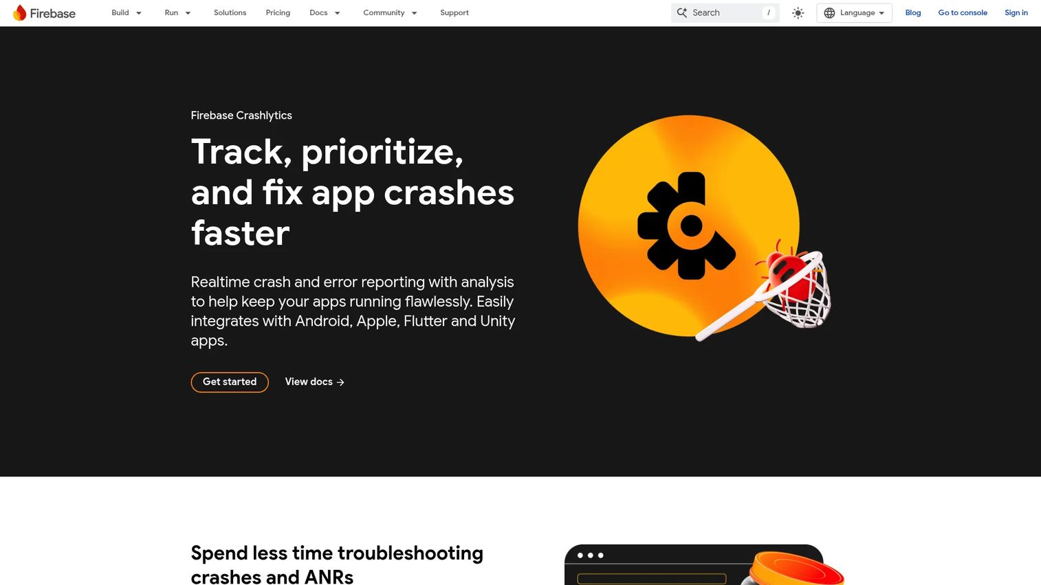 Firebase Crashlytics crash reporting dashboard