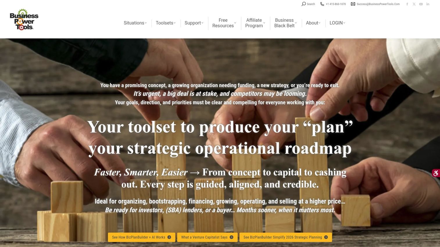 BizPlanBuilder homepage screenshot