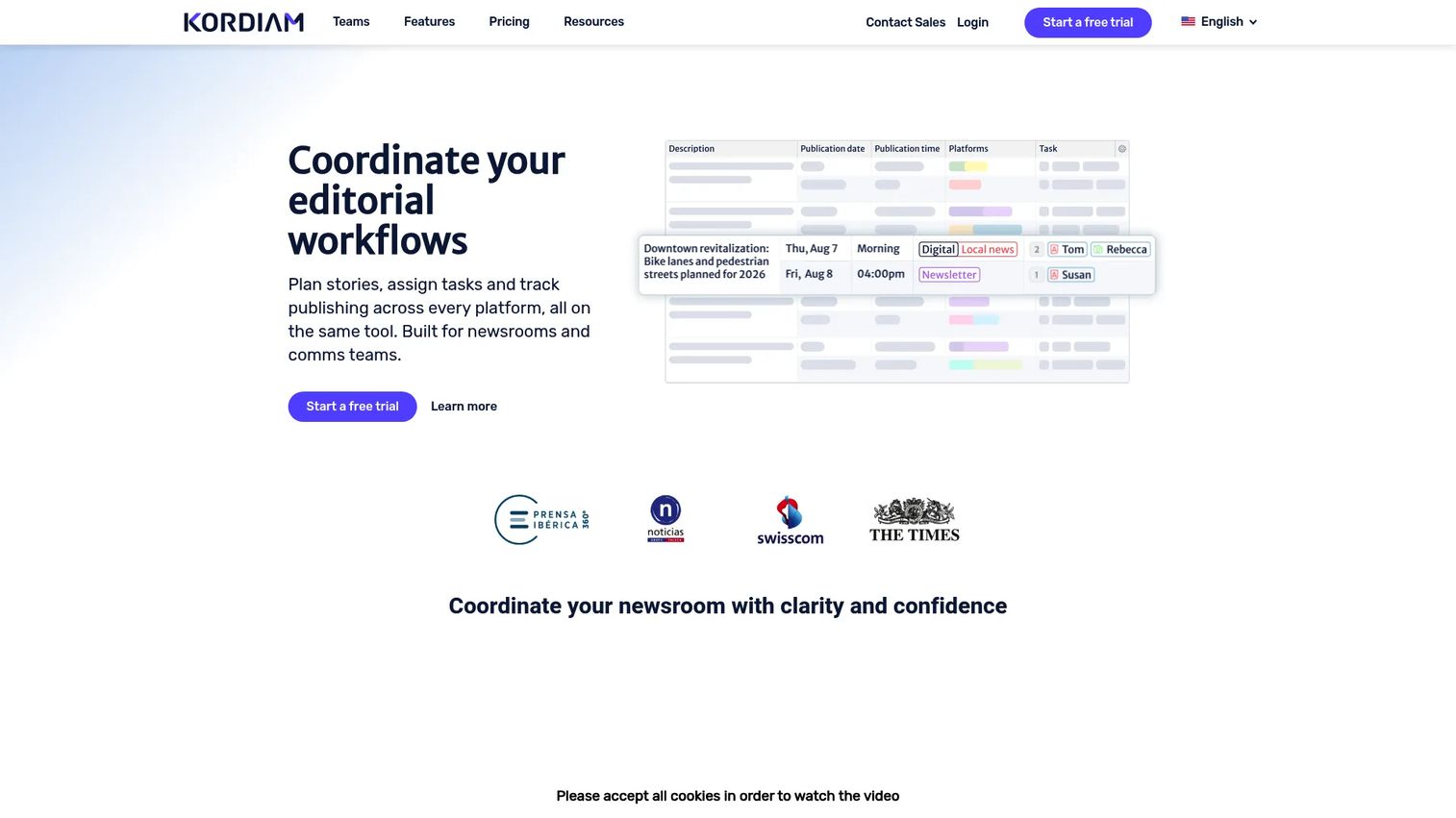 Kordiam editorial planning platform for newsrooms