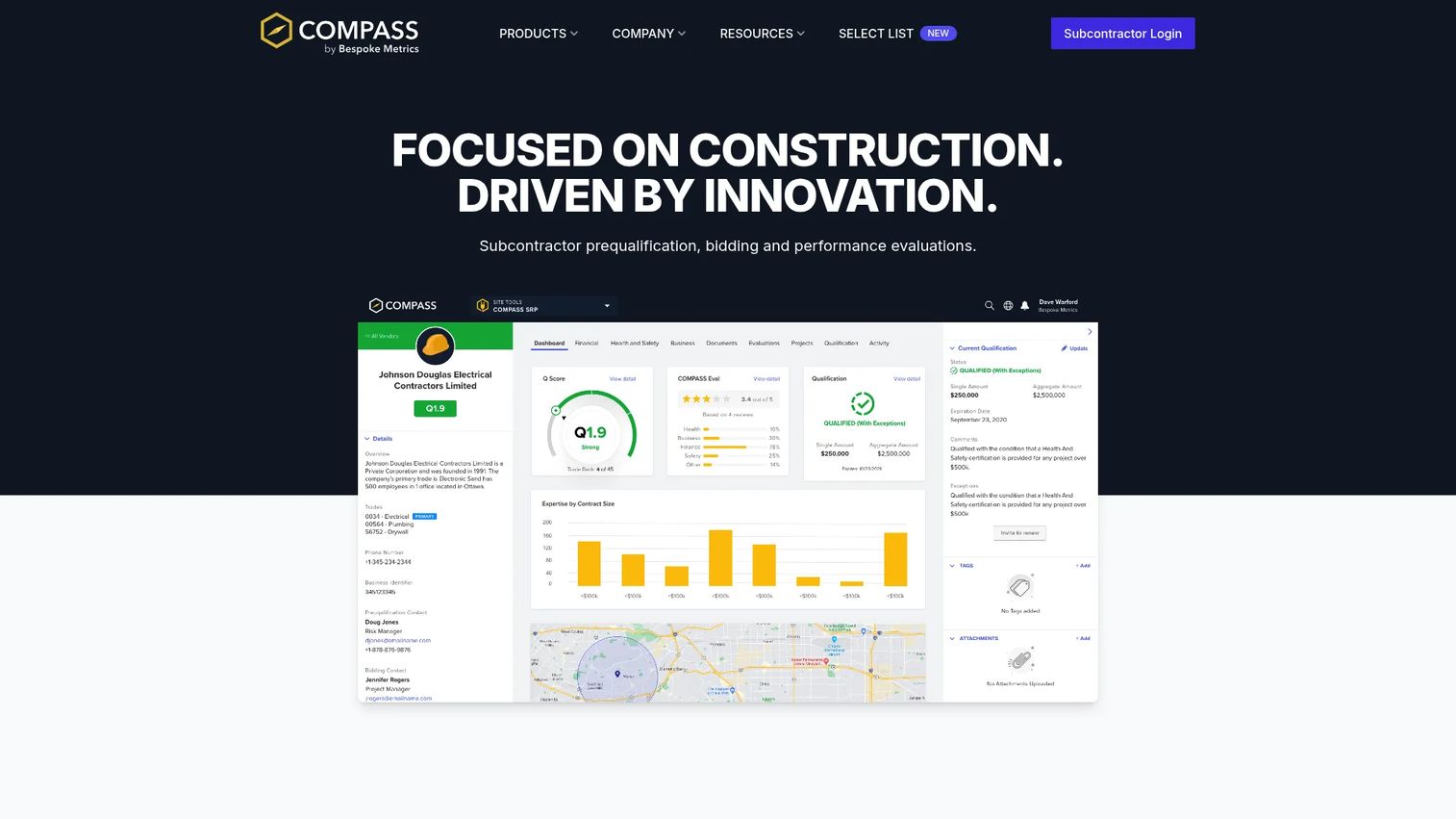 COMPASS by Bespoke Metrics subcontractor risk assessment