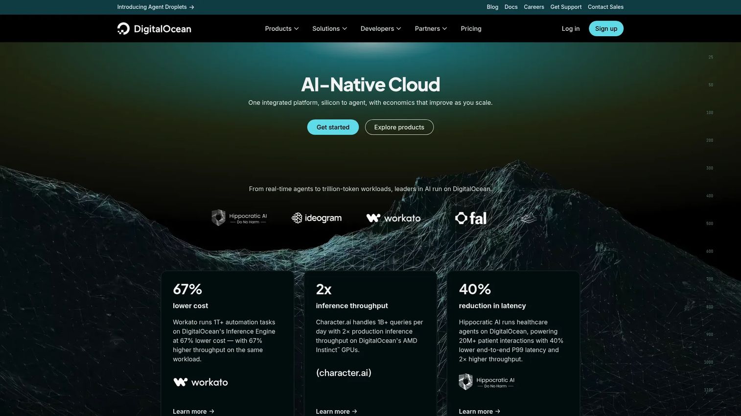 DigitalOcean cloud platform homepage