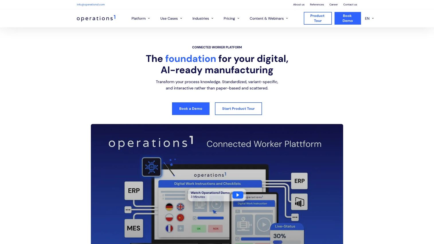 Operations1 connected worker platform homepage