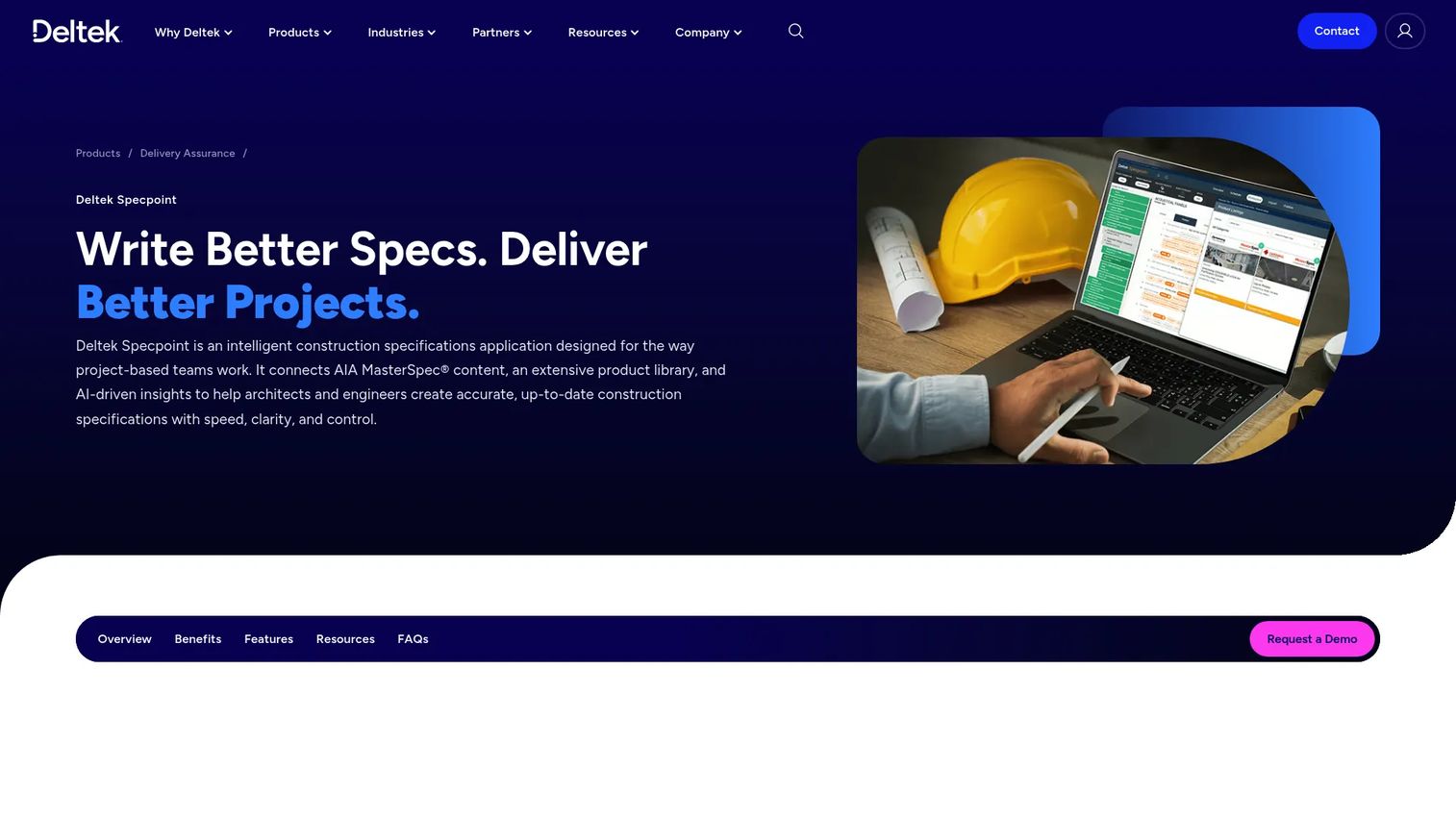 Deltek Specpoint interface for construction specification writing and project documentation