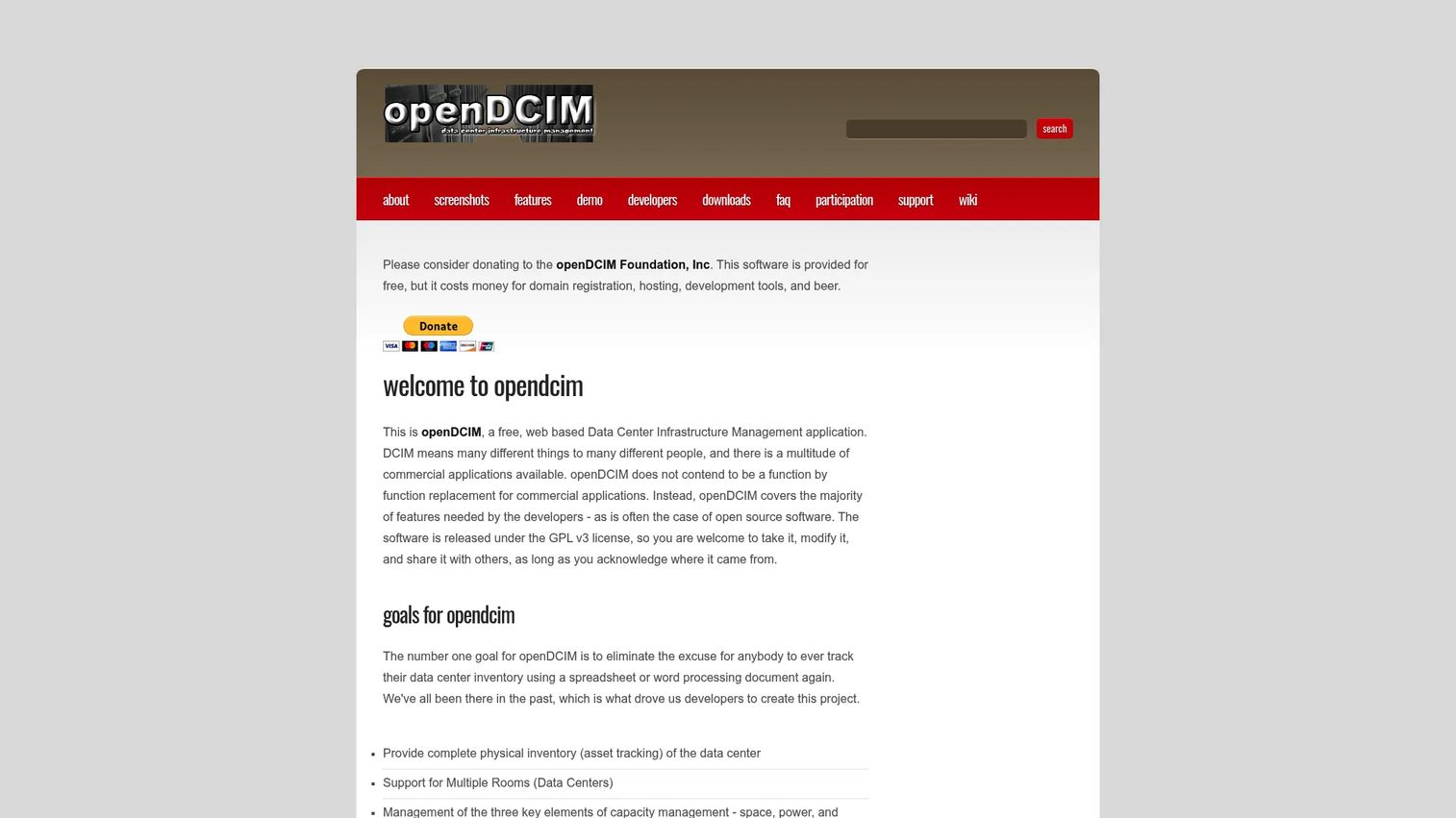 openDCIM software for data center rack and power inventory