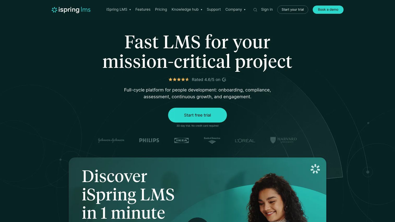 iSpring LMS homepage screenshot