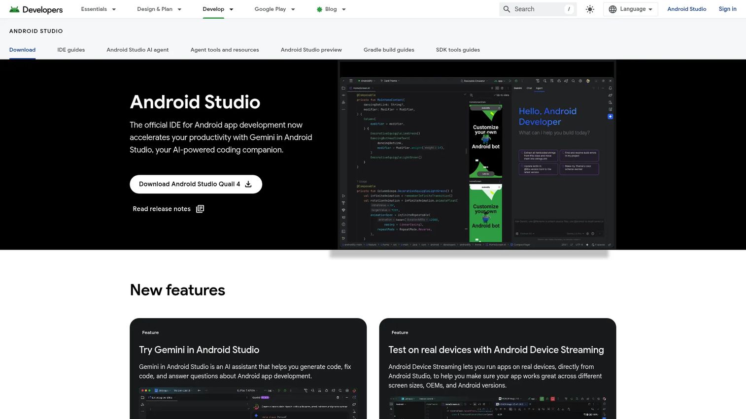 Android Studio showing an Android project, emulator, and performance tools
