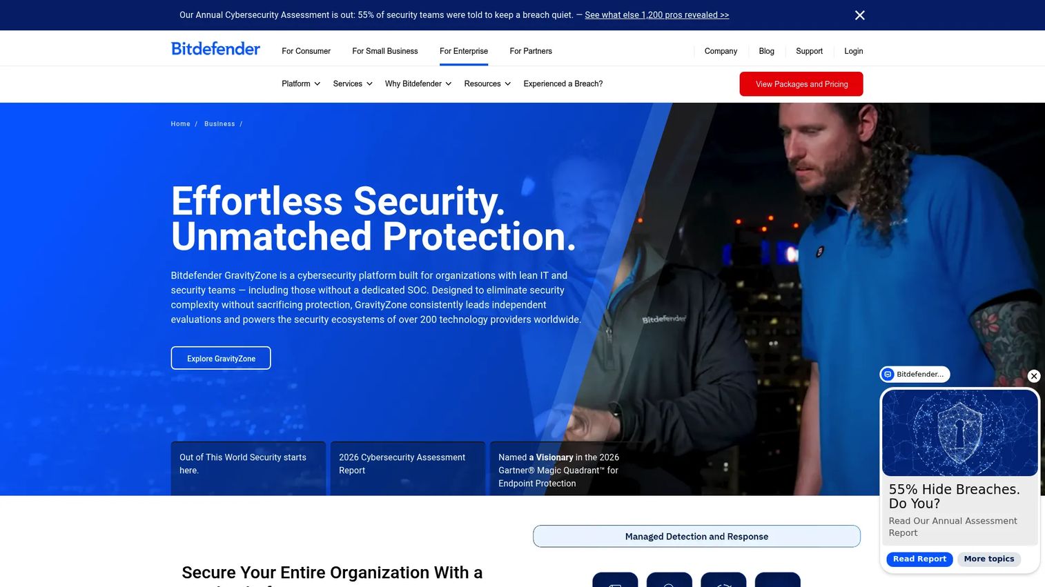 Bitdefender GravityZone management console for business endpoint security
