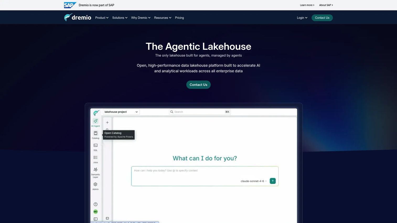 Dremio SQL lakehouse platform interface