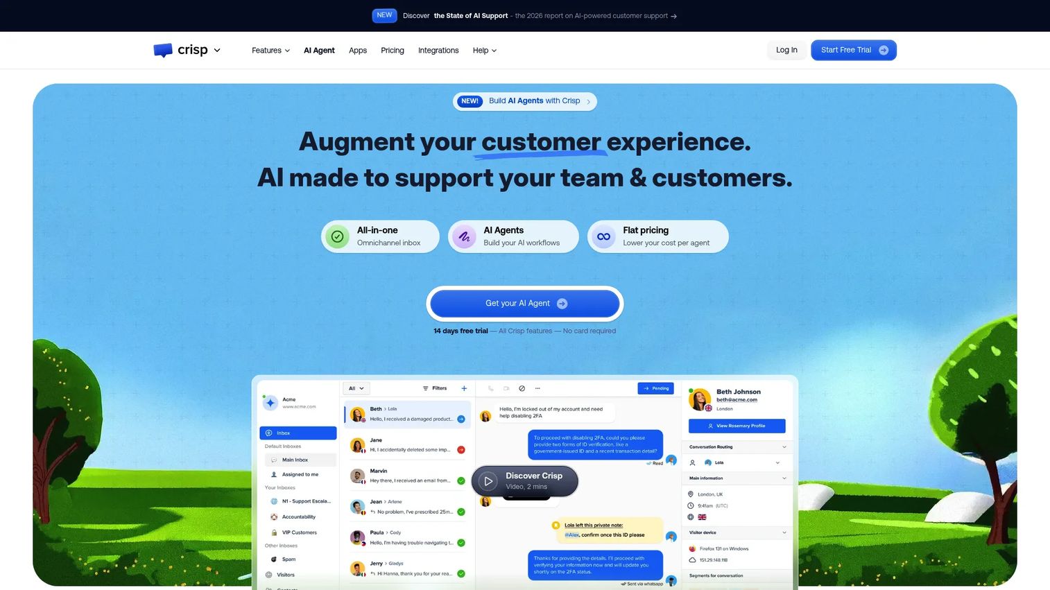 Crisp homepage screenshot