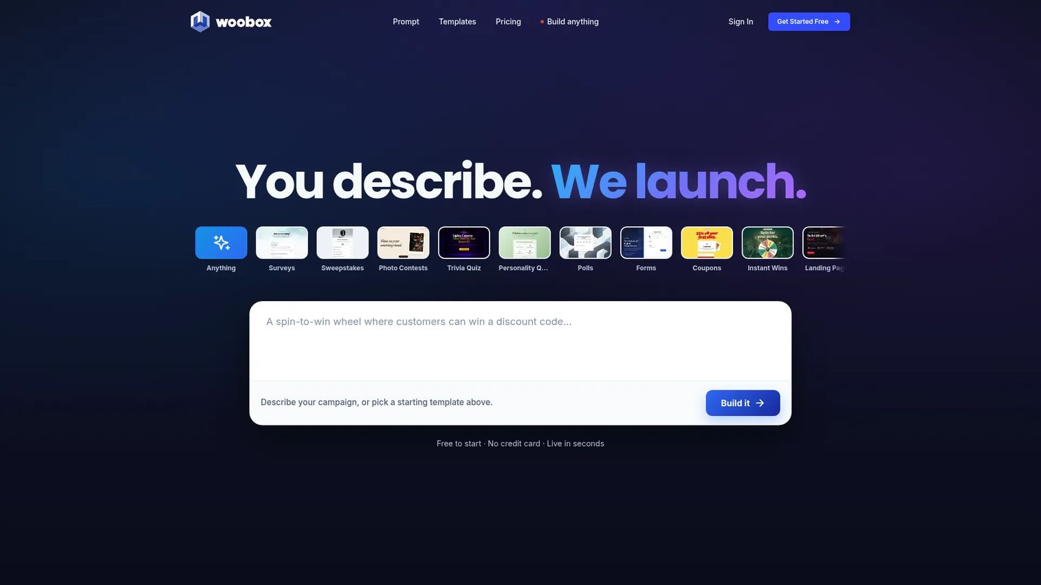 Woobox campaign templates for contests, giveaways, and coupons