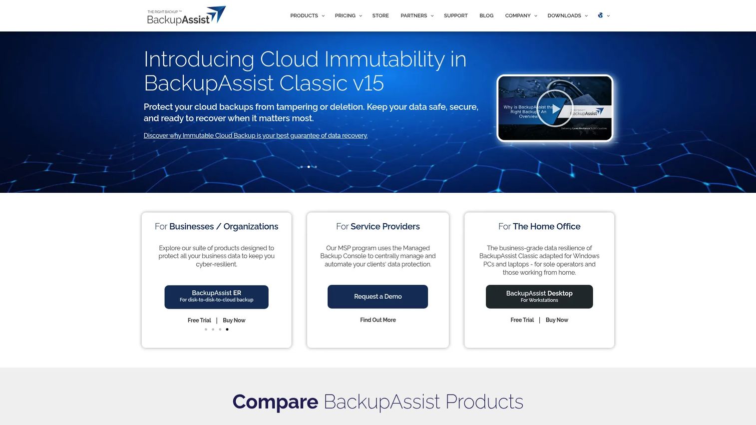 BackupAssist 365 Microsoft 365 backup interface