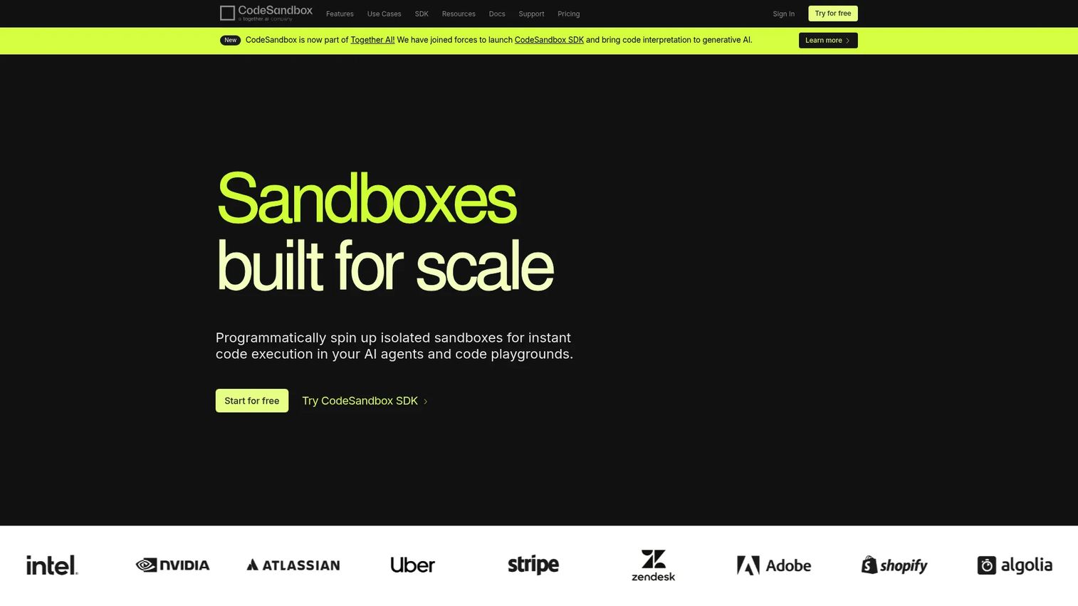 CodeSandbox online IDE showing a web application project and live preview