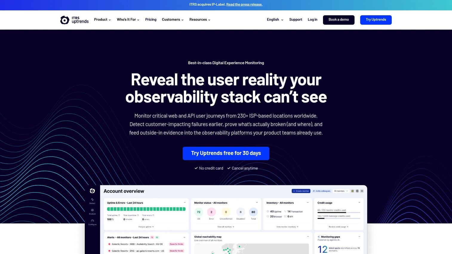 Uptrends real browser website monitoring with waterfall diagnostics