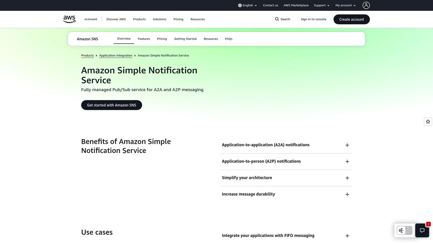Amazon Simple Notification Service topic and subscription workflow