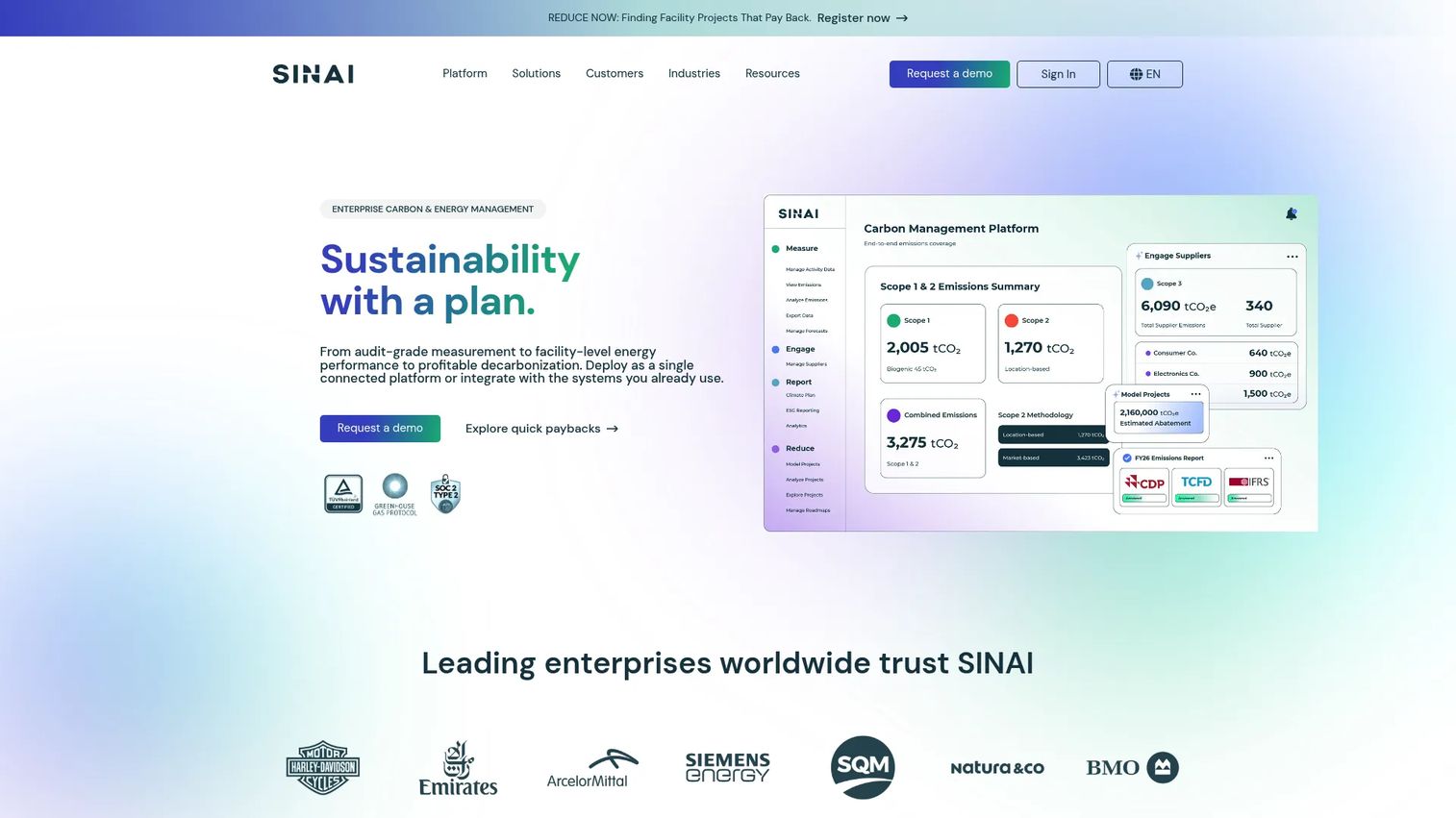 SINAI Technologies homepage screenshot