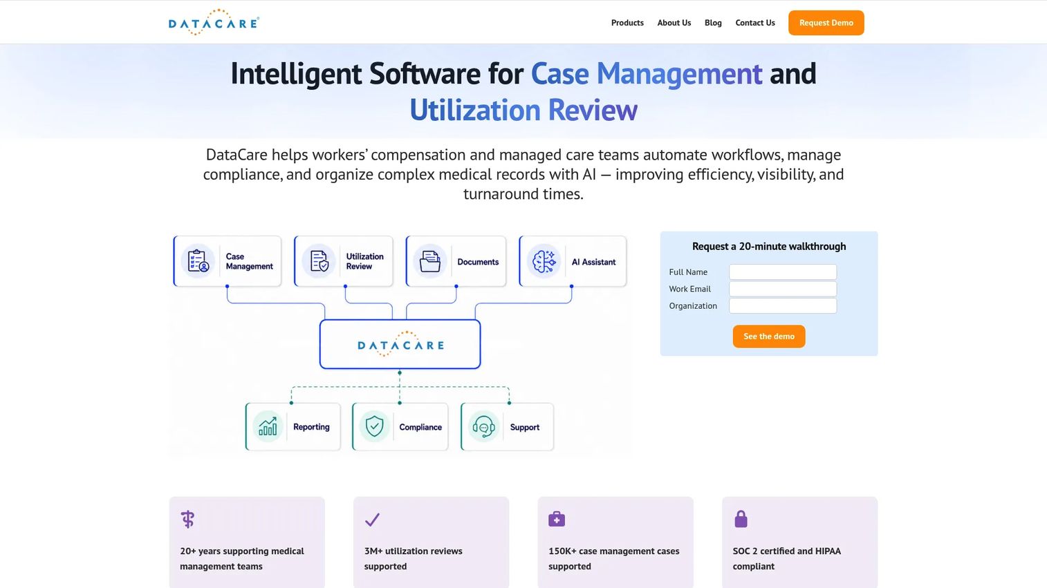DataCare Medical Case Management Software dashboard