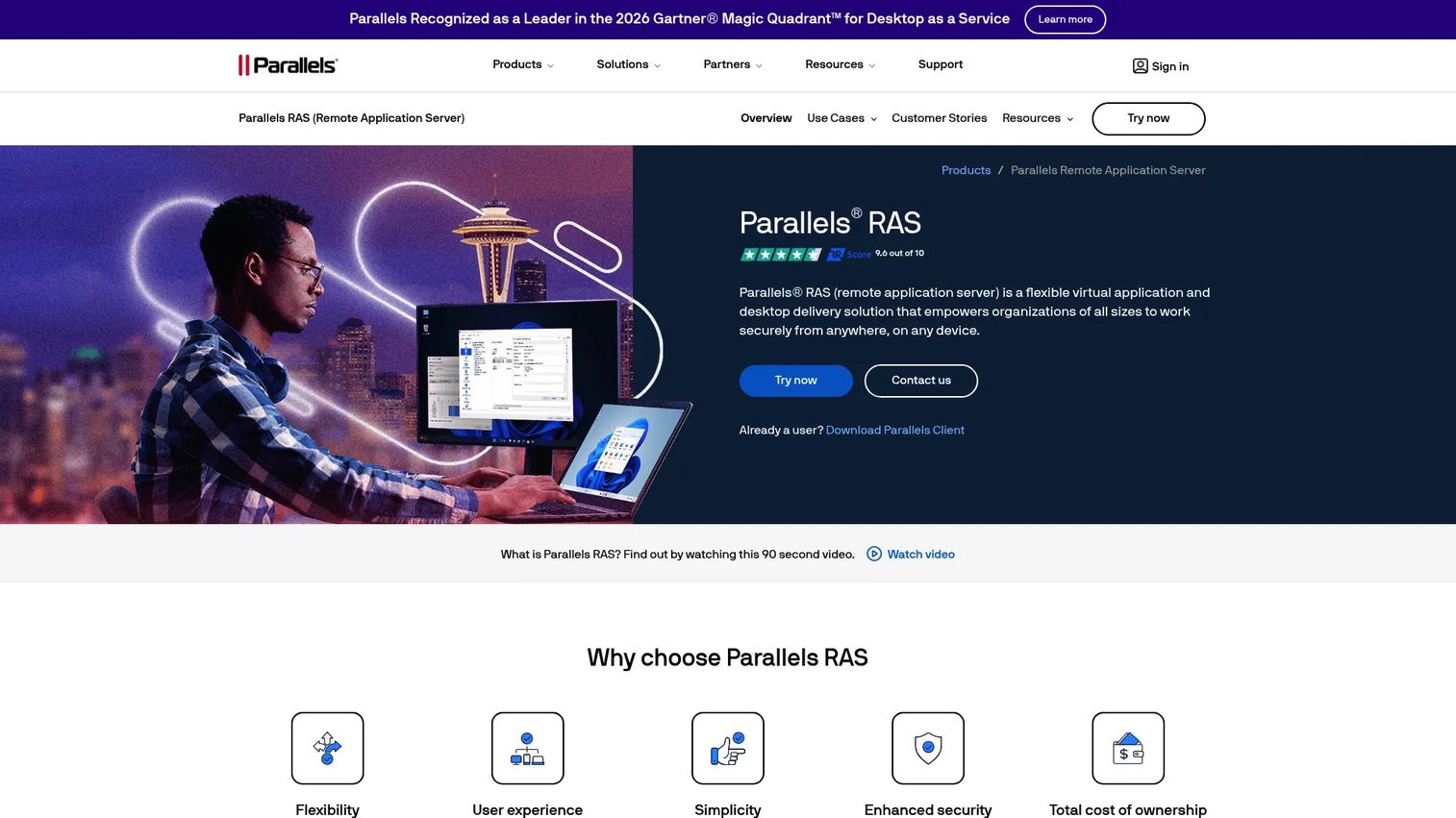 Parallels RAS remote application and desktop delivery platform