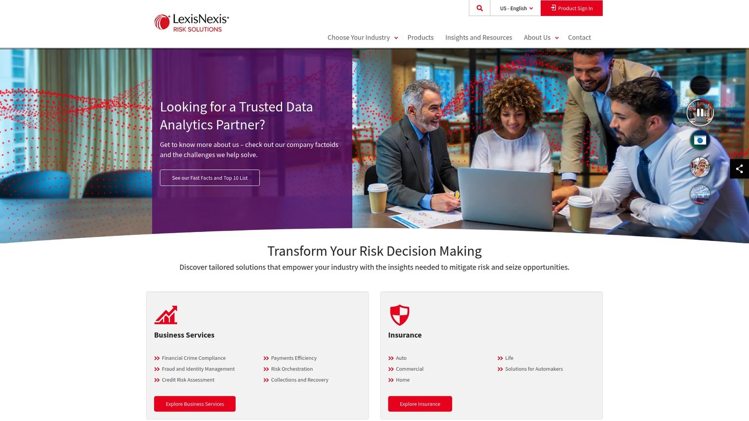 LexisNexis Risk Solutions AML and identity risk dashboard