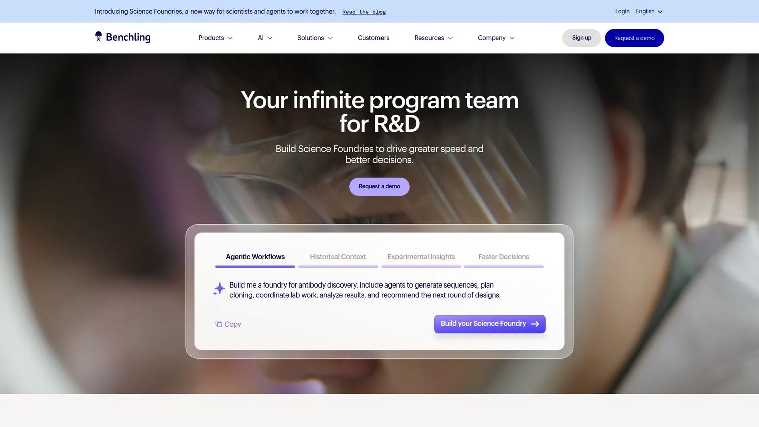 Benchling homepage screenshot
