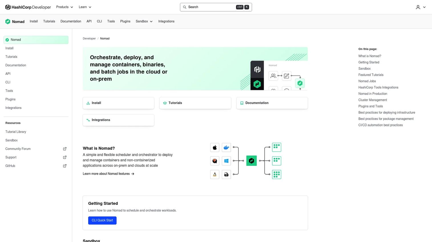 Nomad workload orchestration dashboard for containers and other workloads