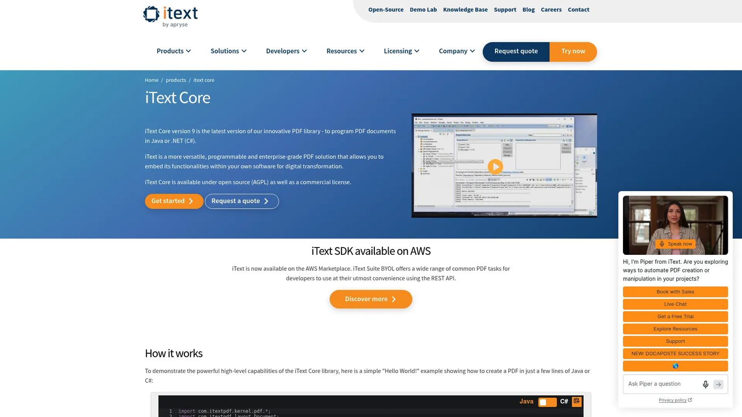 iText Core Java and .NET PDF generation code example
