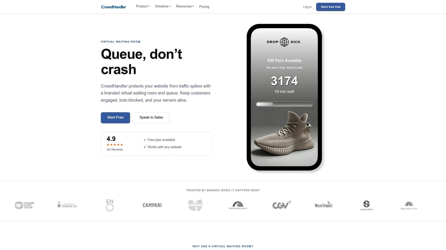 CrowdHandler branded virtual waiting room for ecommerce traffic spikes