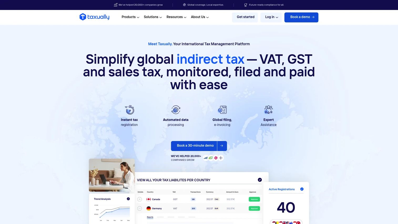 Taxually VAT compliance dashboard