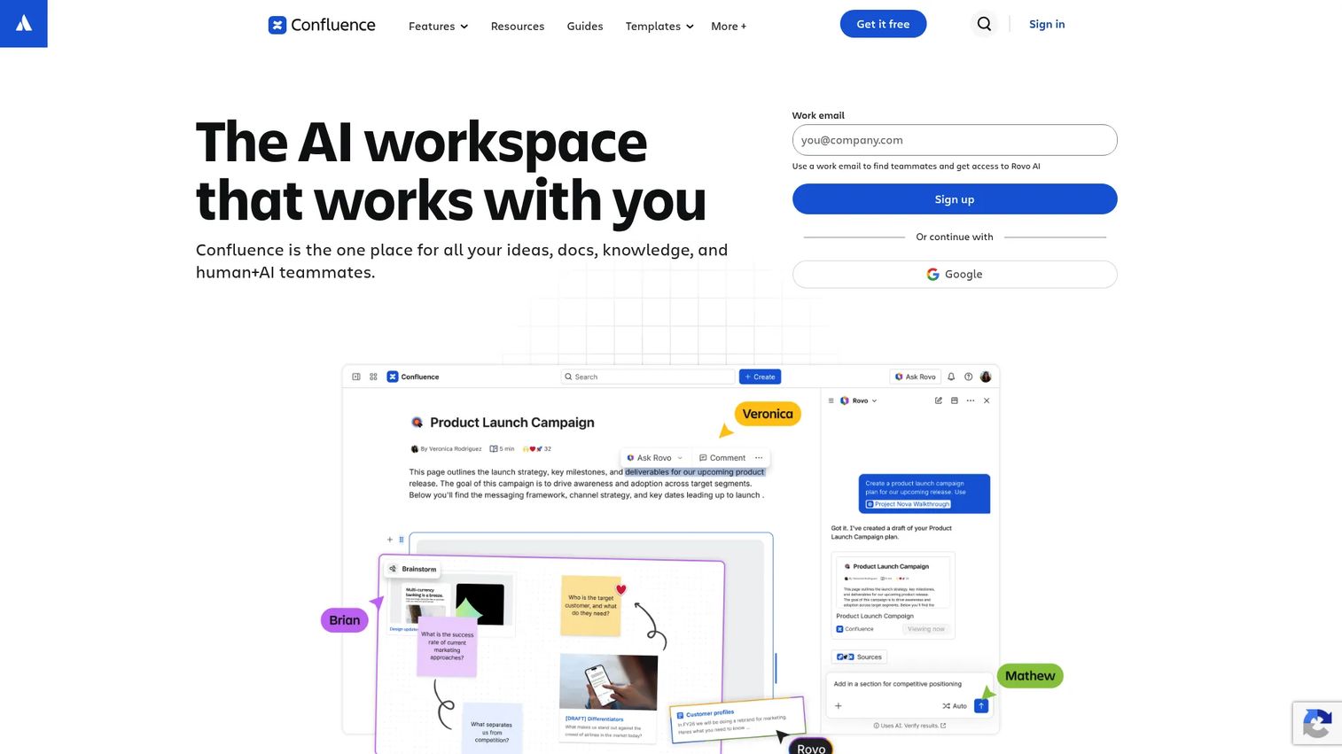 Confluence project documentation workspace for cross-functional product teams