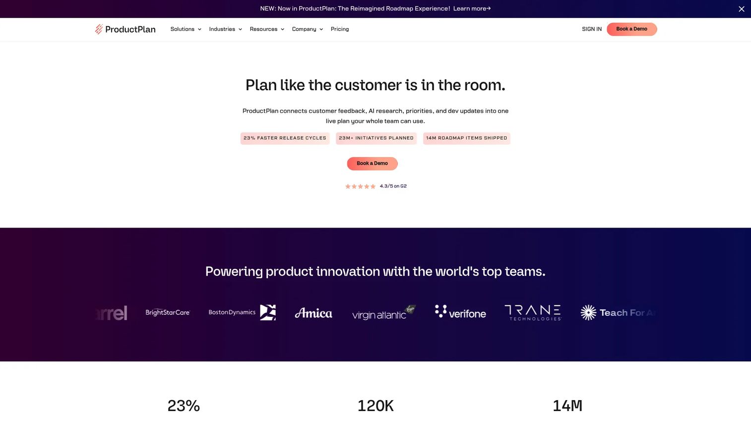 ProductPlan visual roadmap timeline