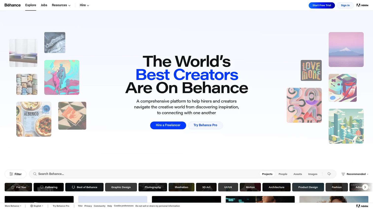 Behance homepage screenshot