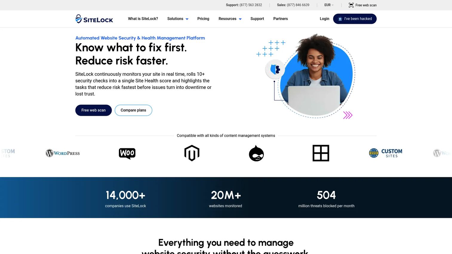 SiteLock website security monitoring and site health dashboard