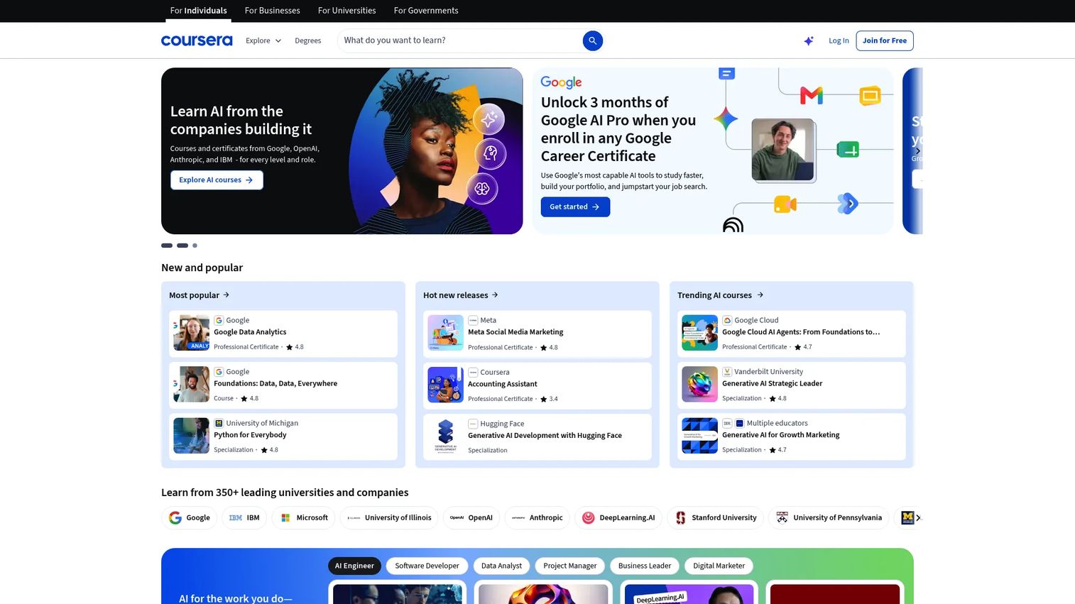 Coursera online learning catalog