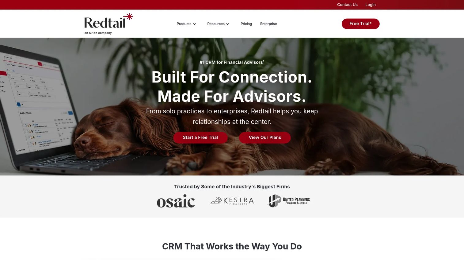 Redtail CRM interface showing financial advisor client data and workflow tasks