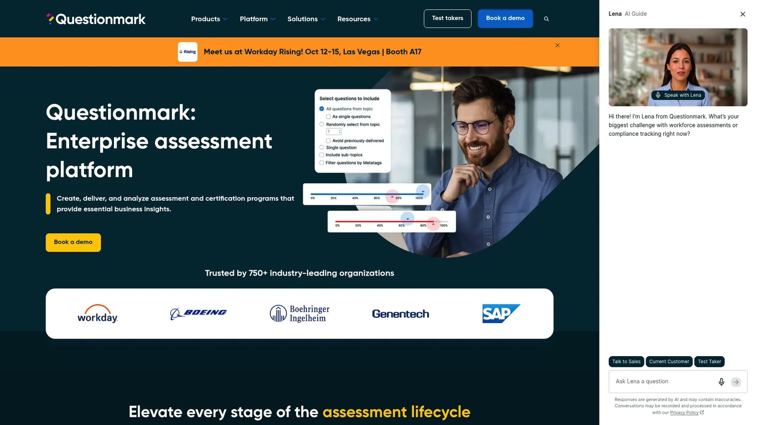 Questionmark homepage screenshot