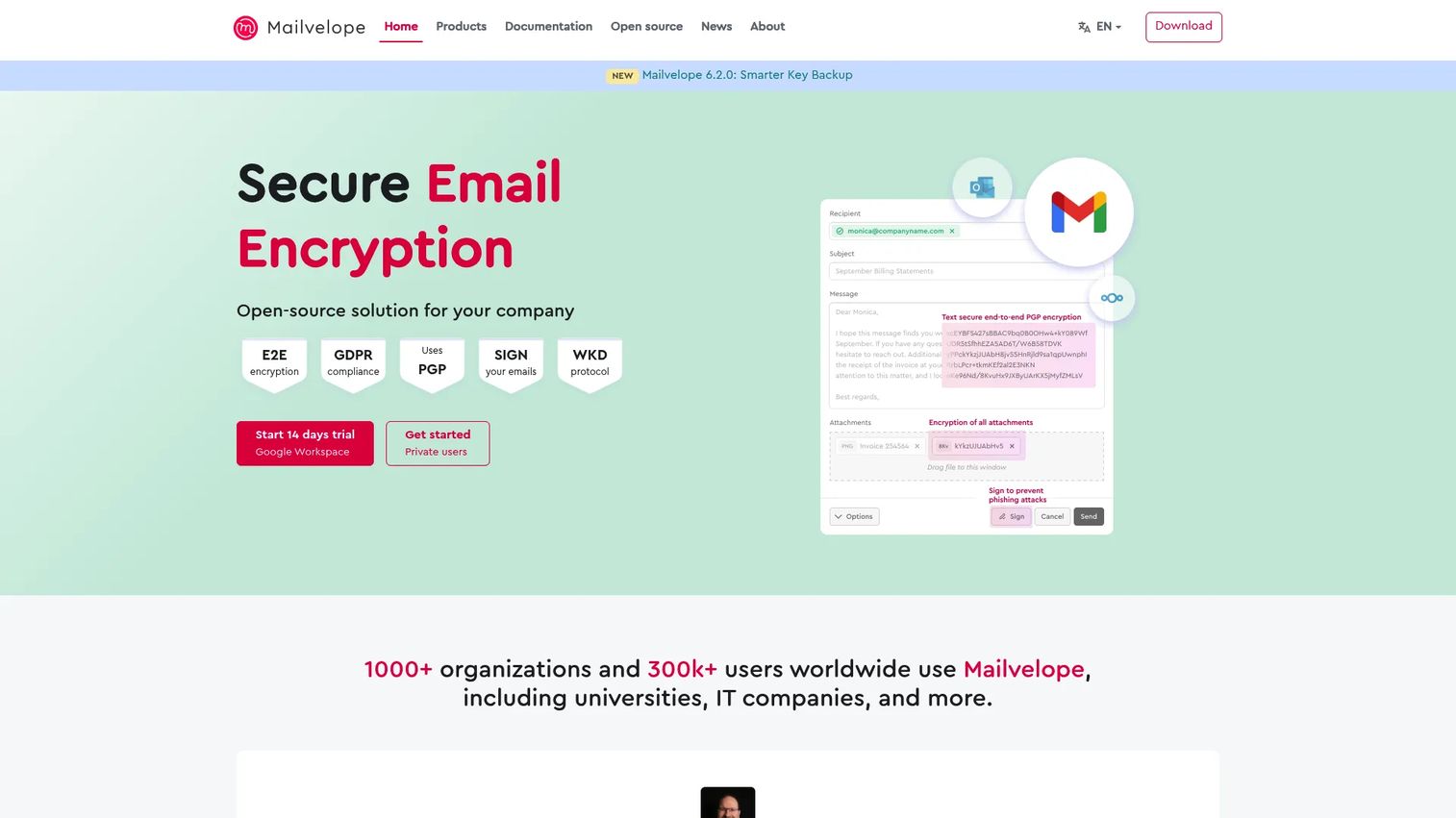 Mailvelope browser extension used to encrypt webmail messages with OpenPGP