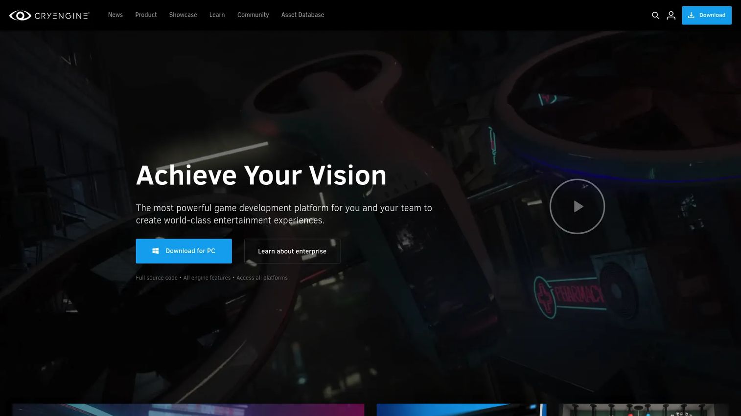 CryEngine editor for immersive 3D environments