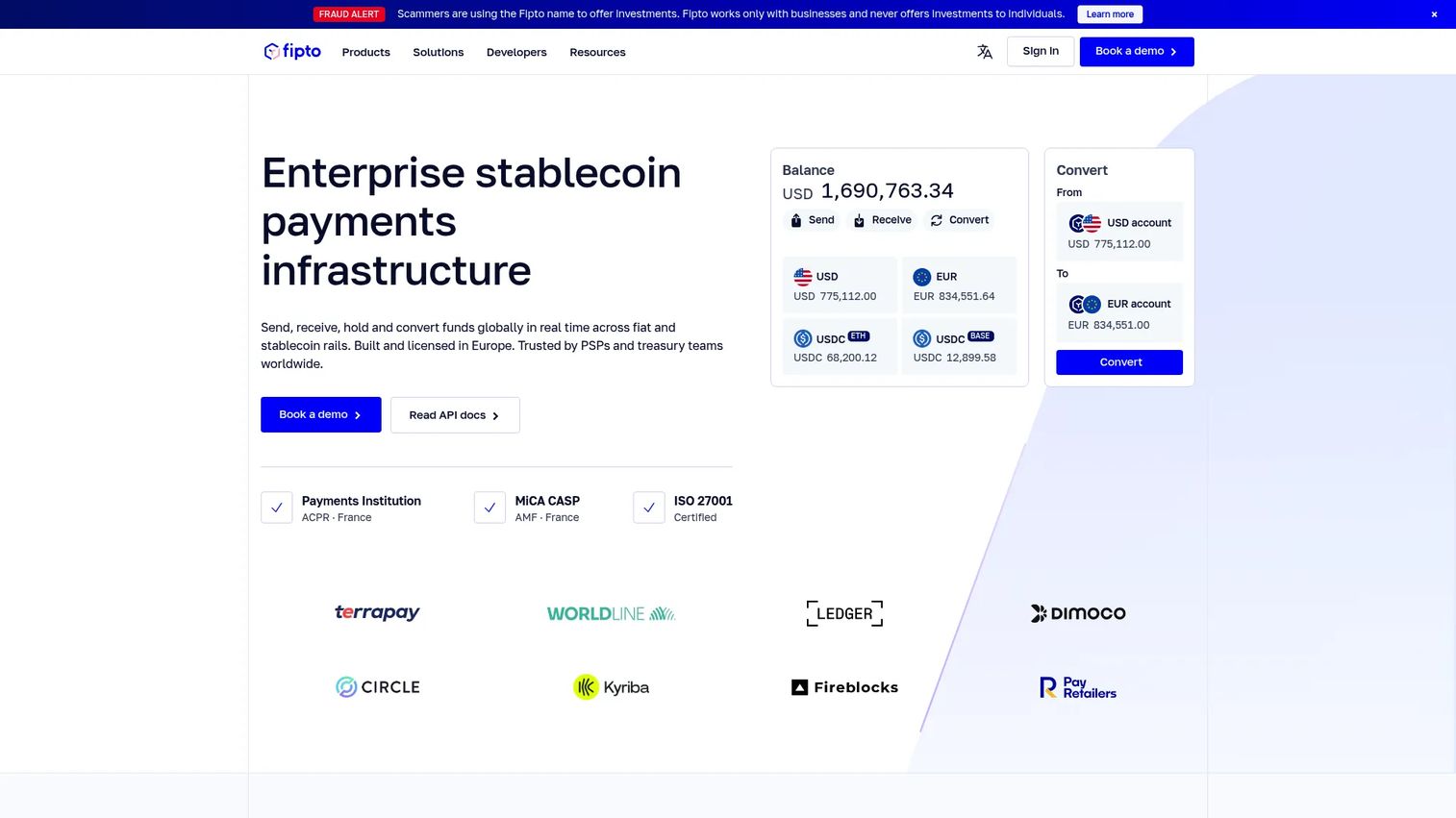 Fipto homepage screenshot