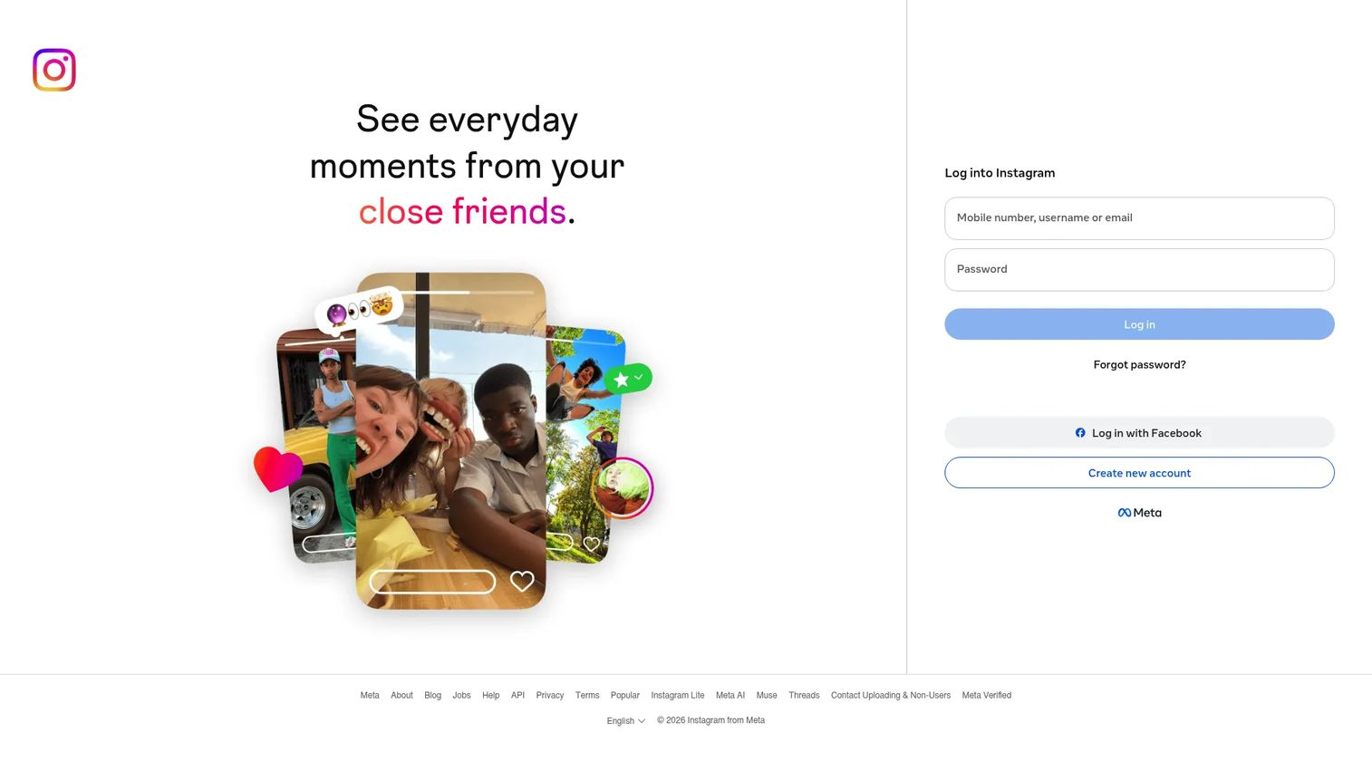 Instagram homepage screenshot