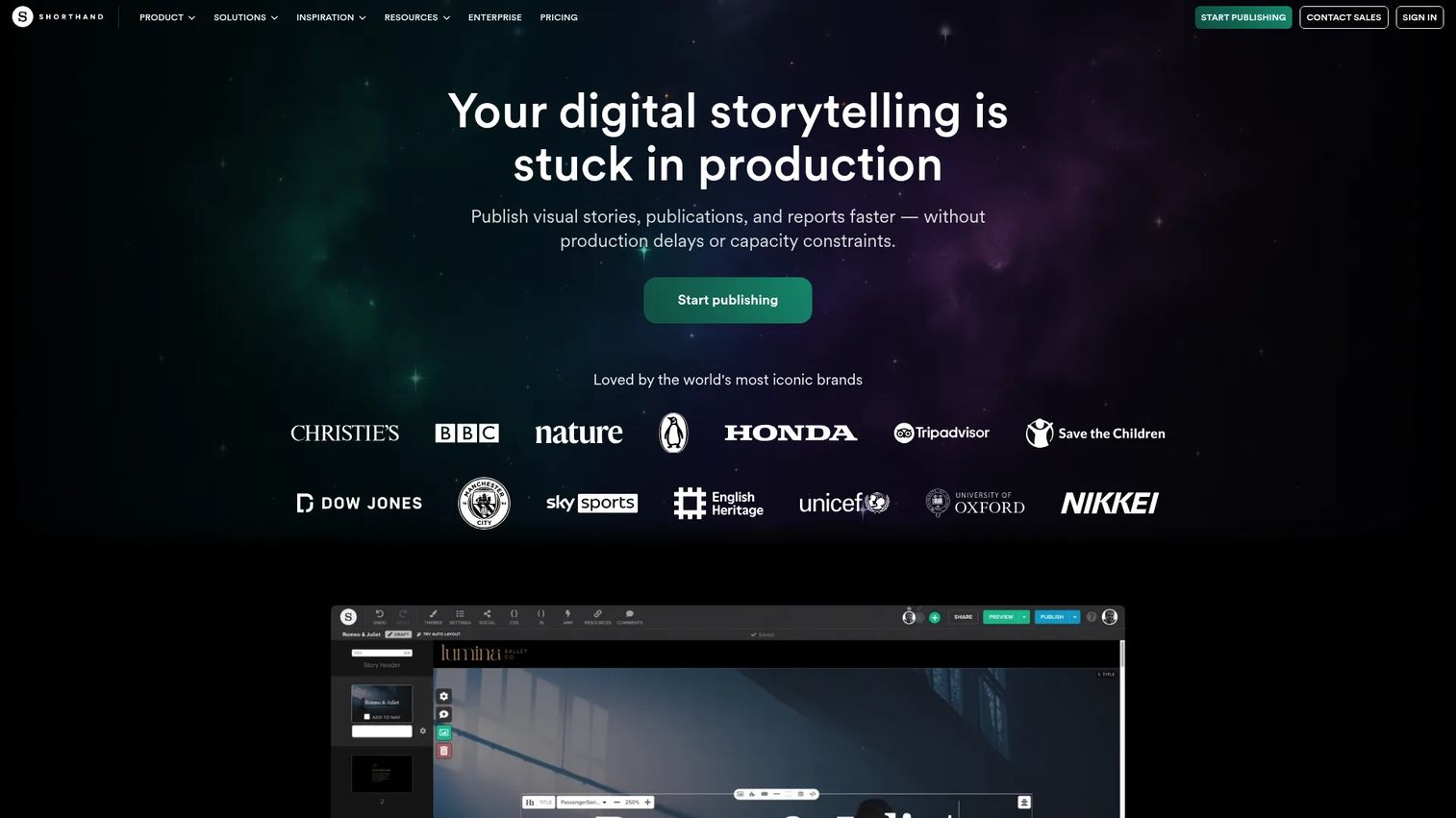 Shorthand visual storytelling page example