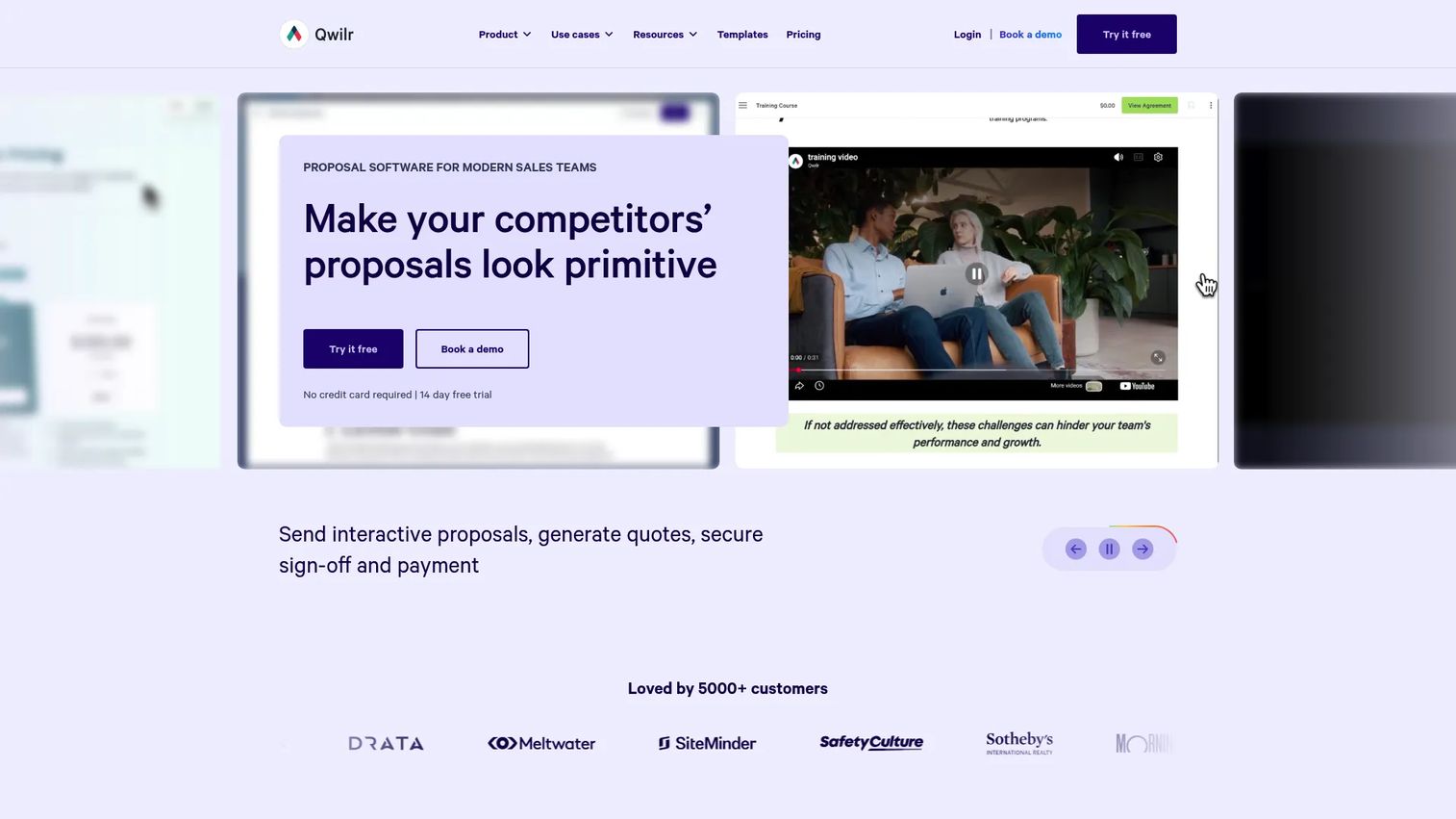 Qwilr website screenshot