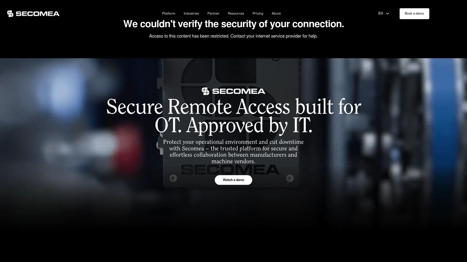 Secomea secure remote access gateway for industrial machinery support