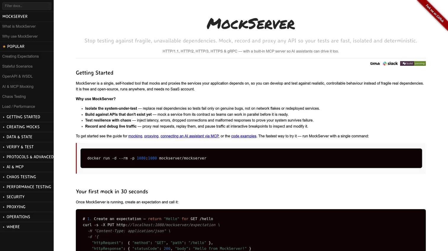 MockServer configuration showing HTTP request expectations and mocked responses.