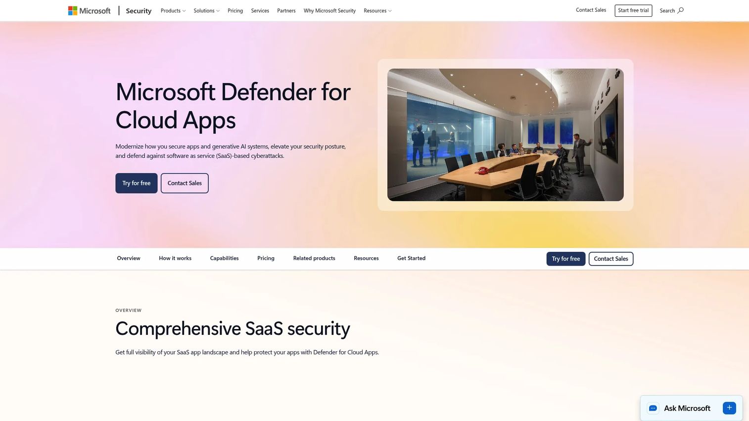 Microsoft Defender for Cloud Apps homepage screenshot