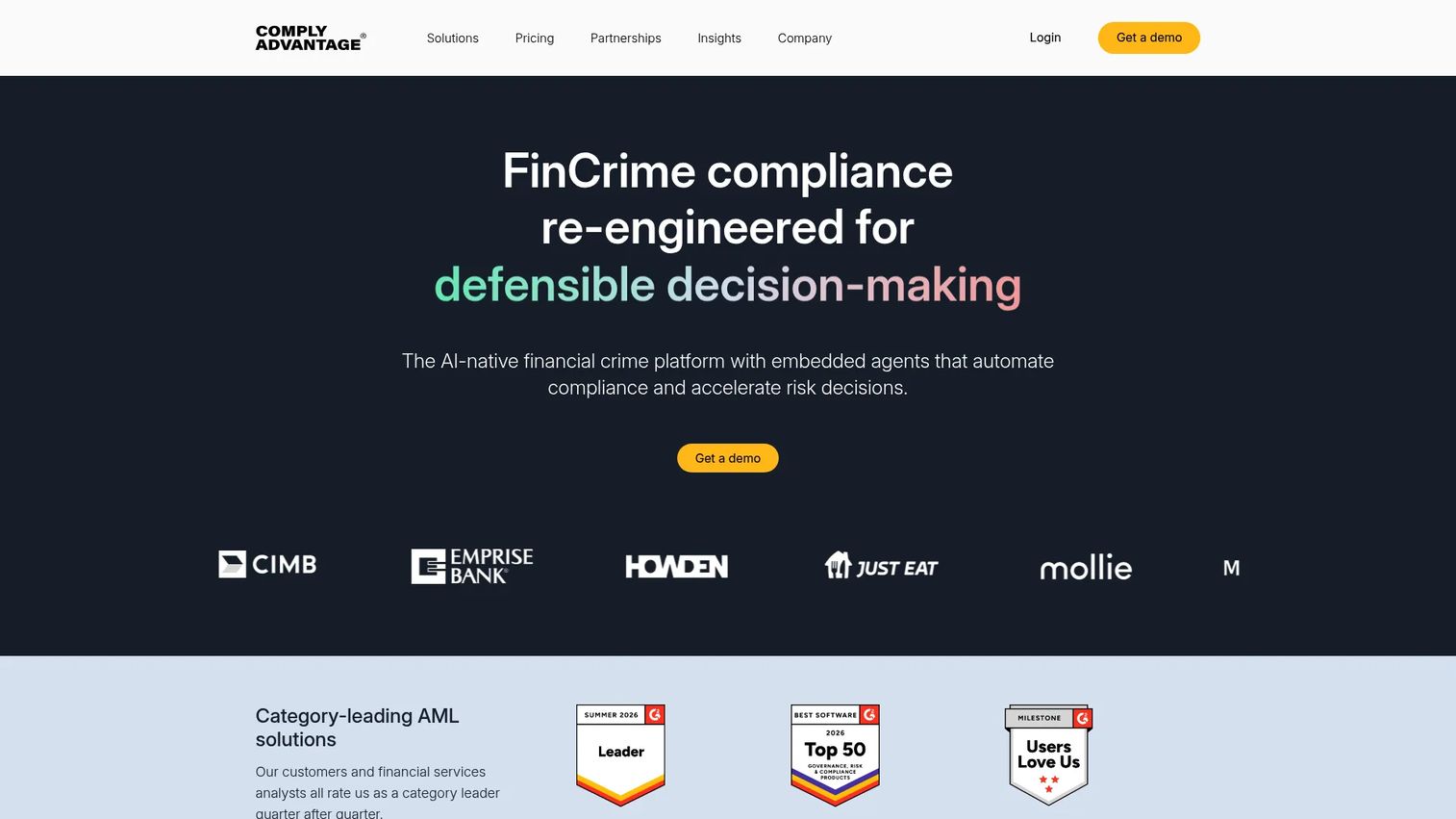ComplyAdvantage financial crime risk platform