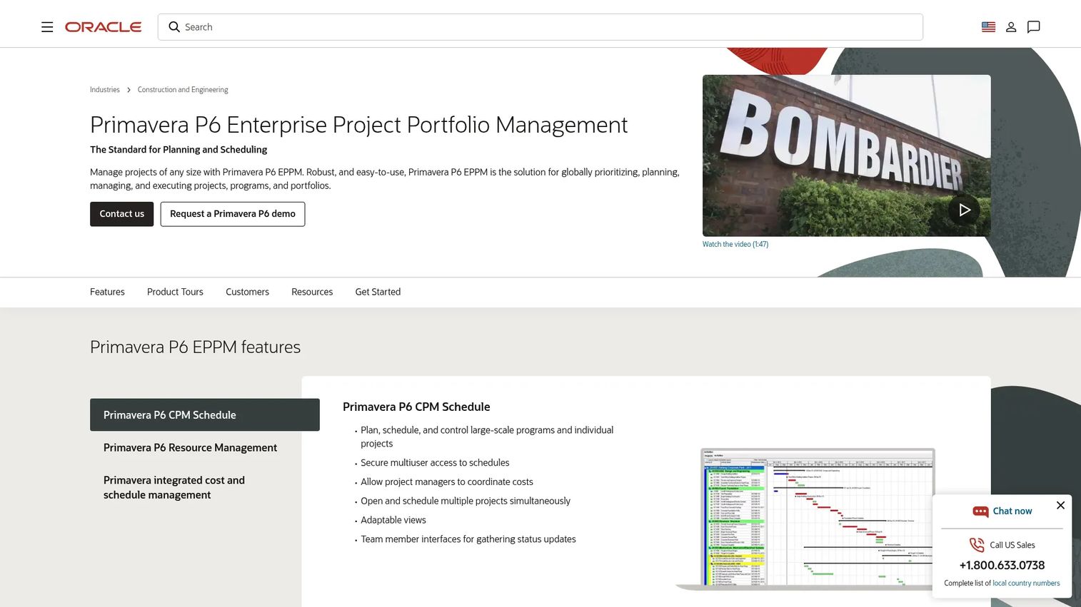 Oracle Primavera P6 project schedule with earned value data