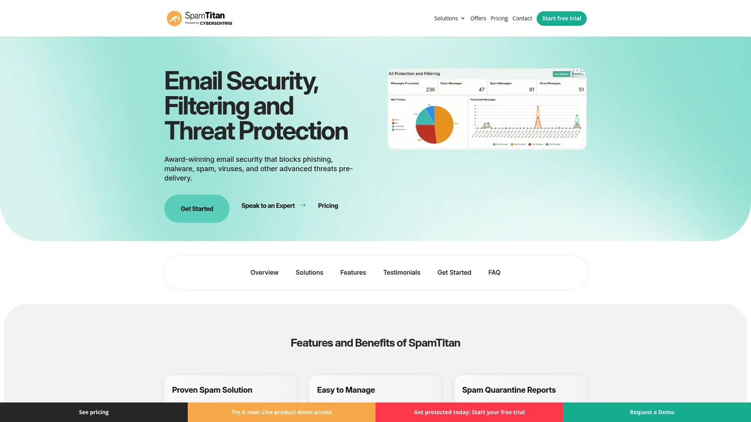 SpamTitan homepage screenshot