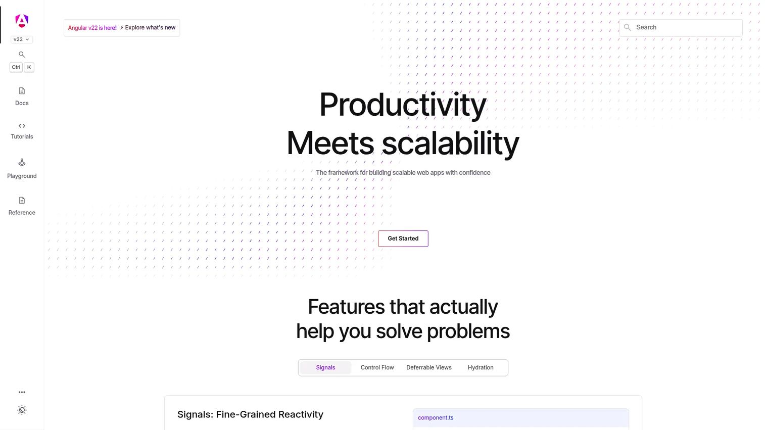 Angular homepage screenshot