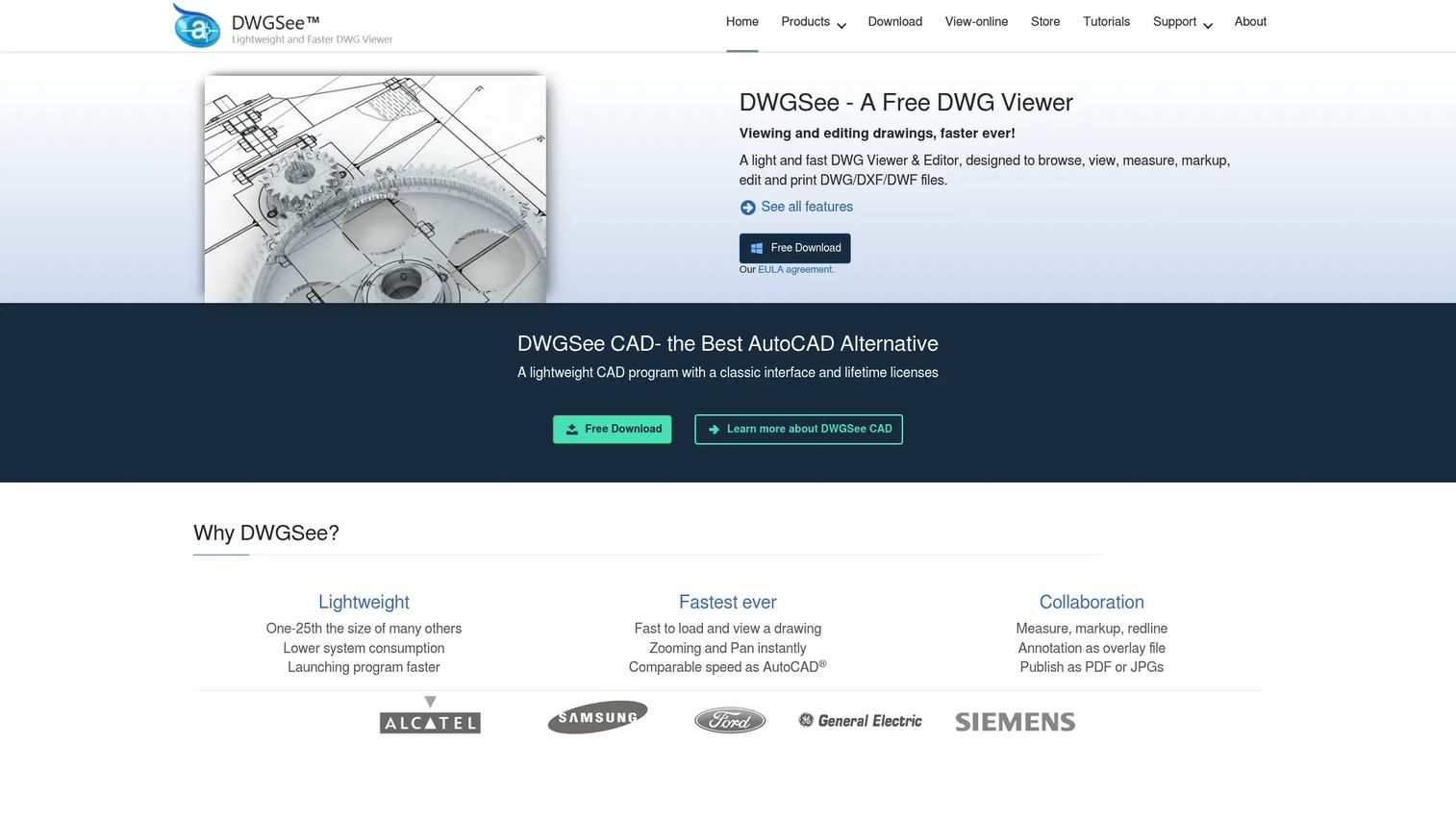 DWGSee viewer displaying a DWG drawing with markup controls
