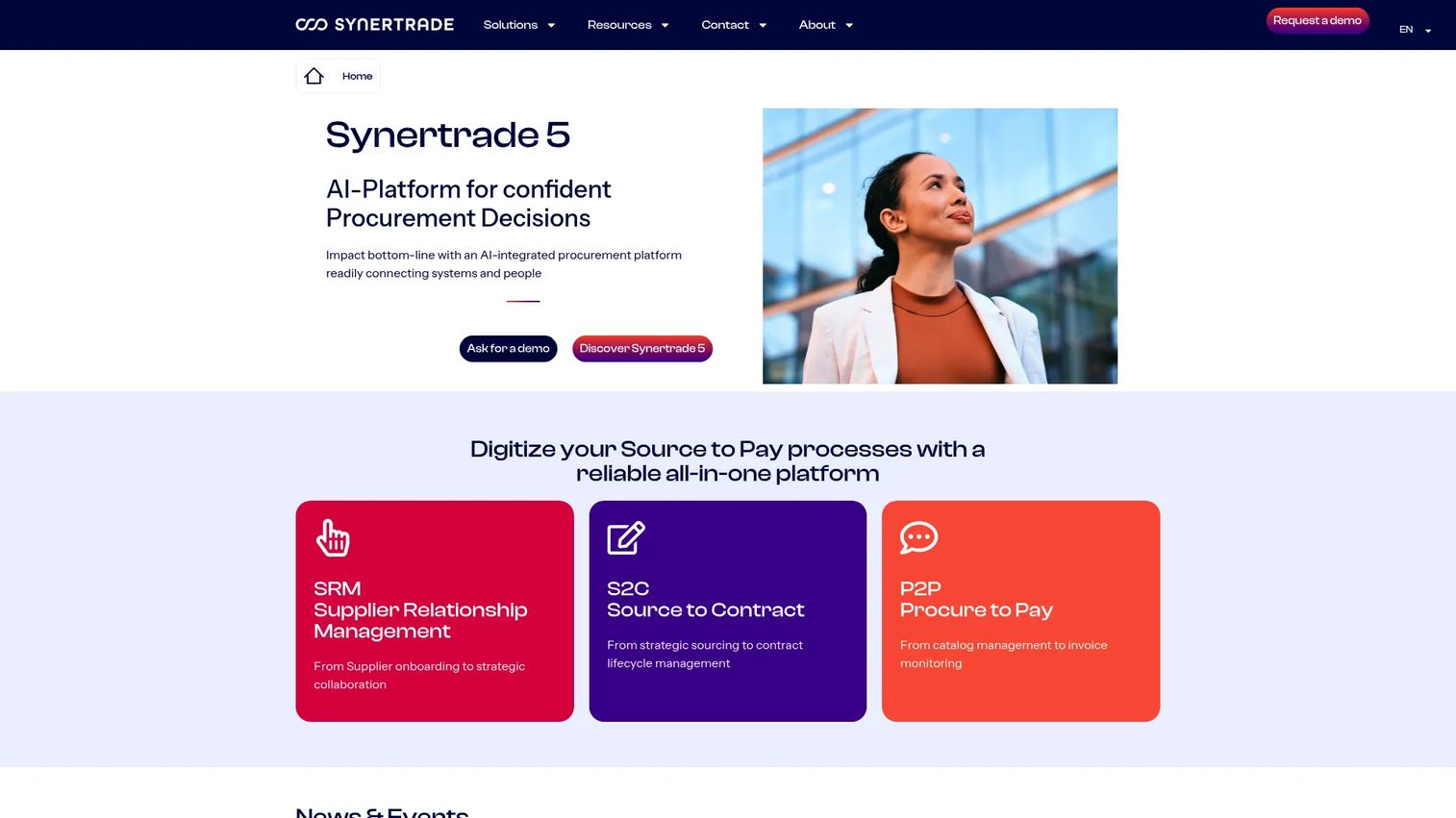 Synertrade source to contract software for sourcing events and supplier collaboration